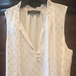 New Ivanka Trump White &Gold Sleeveless Top Sz M